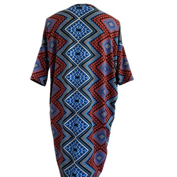 LuLaRoe XXS Irma Tee Red Blue Gray Geometric Hi-Low Top - Picture 3 of 4